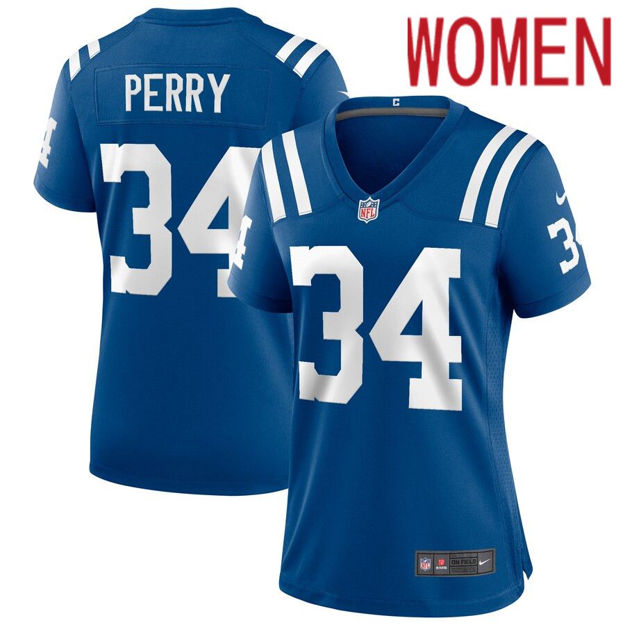 Women Indianapolis Colts 34 Joe Perry Nike Royal Game Retired Player NFL Jersey